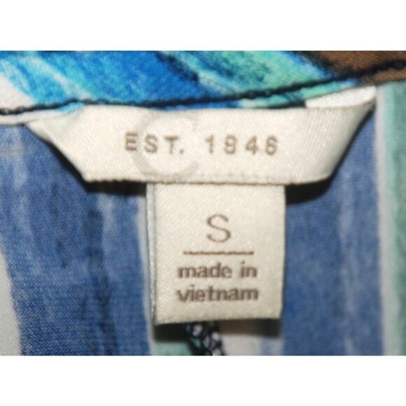 Cato Est. 1946 Ladies Blue Blouse Top Size S Beaded Faux Necklace Bell SS V-Neck - Picture 9 of 10